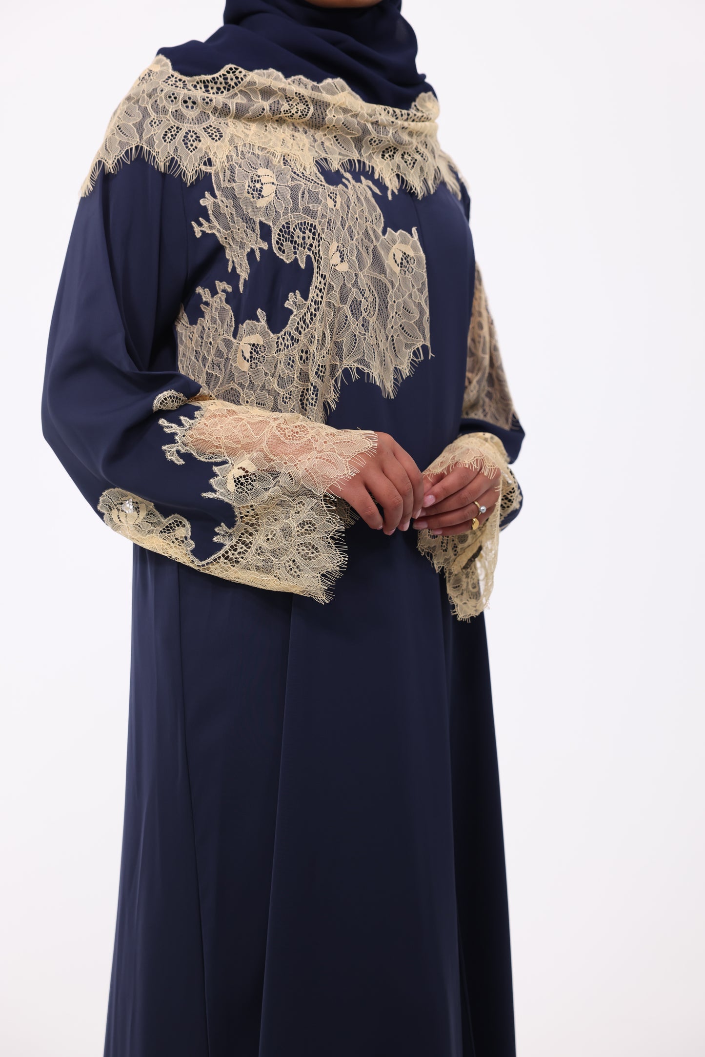 Inaaya in Navy and Butter Yellow Lace