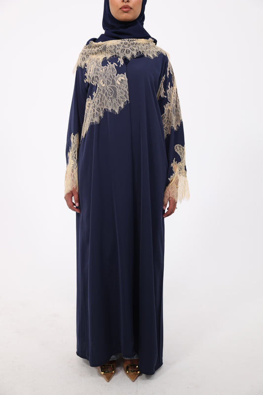 Inaaya in Navy and Butter Yellow Lace