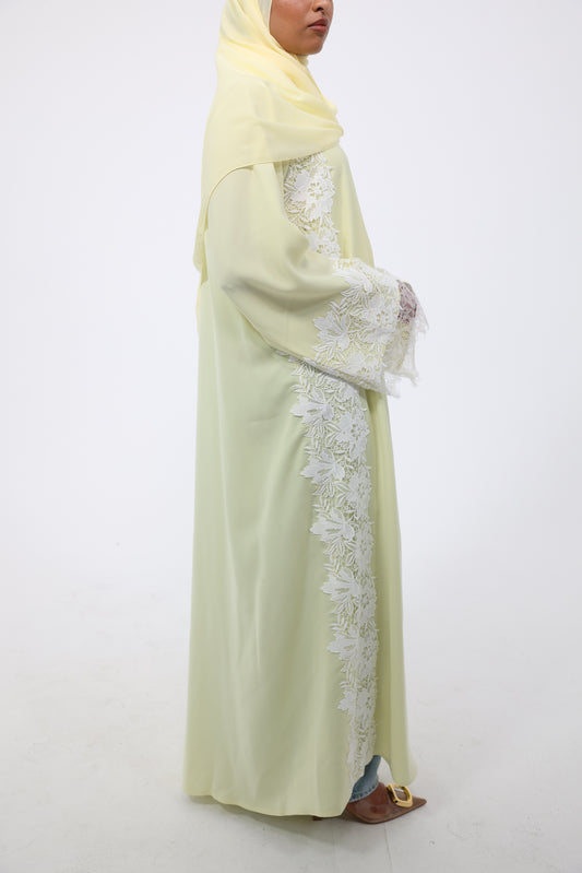 Jannah in Butter Yellow with White Lace